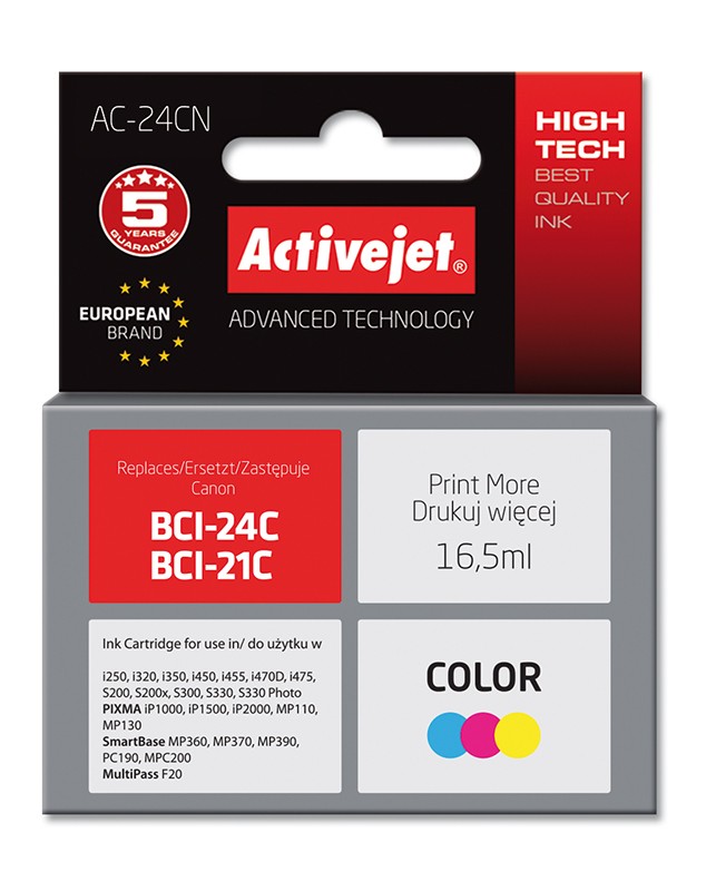 Cartus compatibil BCI-24C color pentru Canon, 16.5 ml, Premium Activejet, Garantie 5 ani - imagine 3
